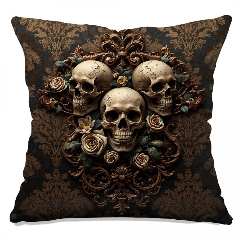 Coussins décoratifs Skulls With Floral Motif, 26 x 26 pouces