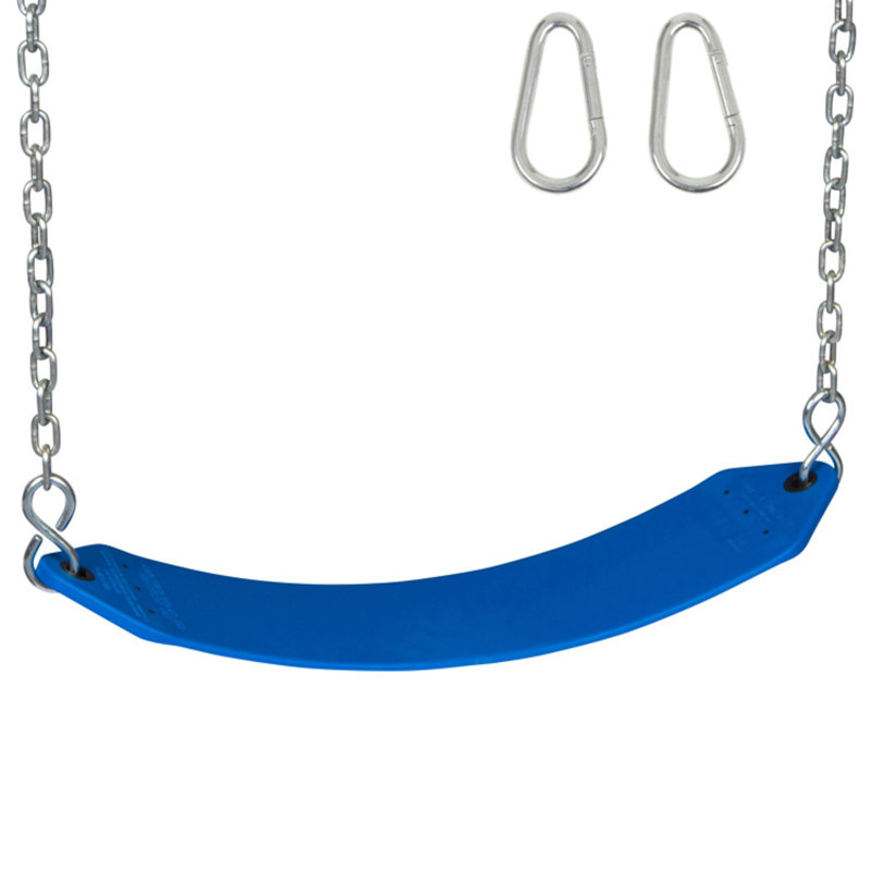 Siège de balançoire en plastique avec chaînes et crochets, Bleu