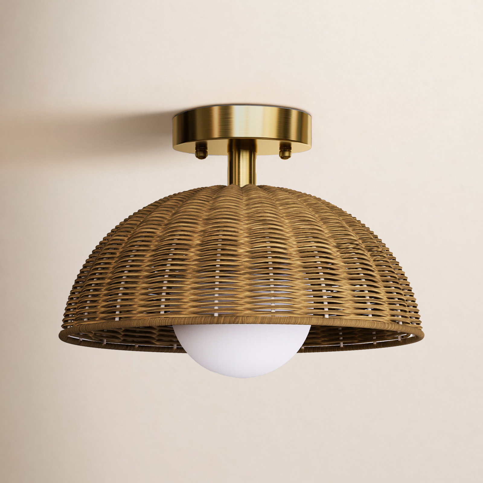 Bijolle 12" Single Light Semi Flush Mount, Brushed Gold