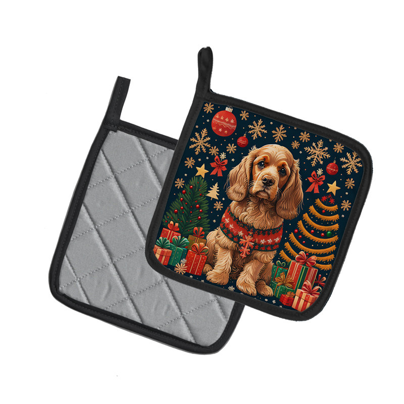 Paire de porte-casseroles Cocker Spaniel Christmas