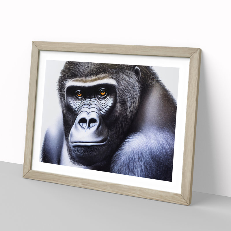 A Mysterious Gorilla - Framed Print, Brown, 25cm H x 34cm W x 2cm D