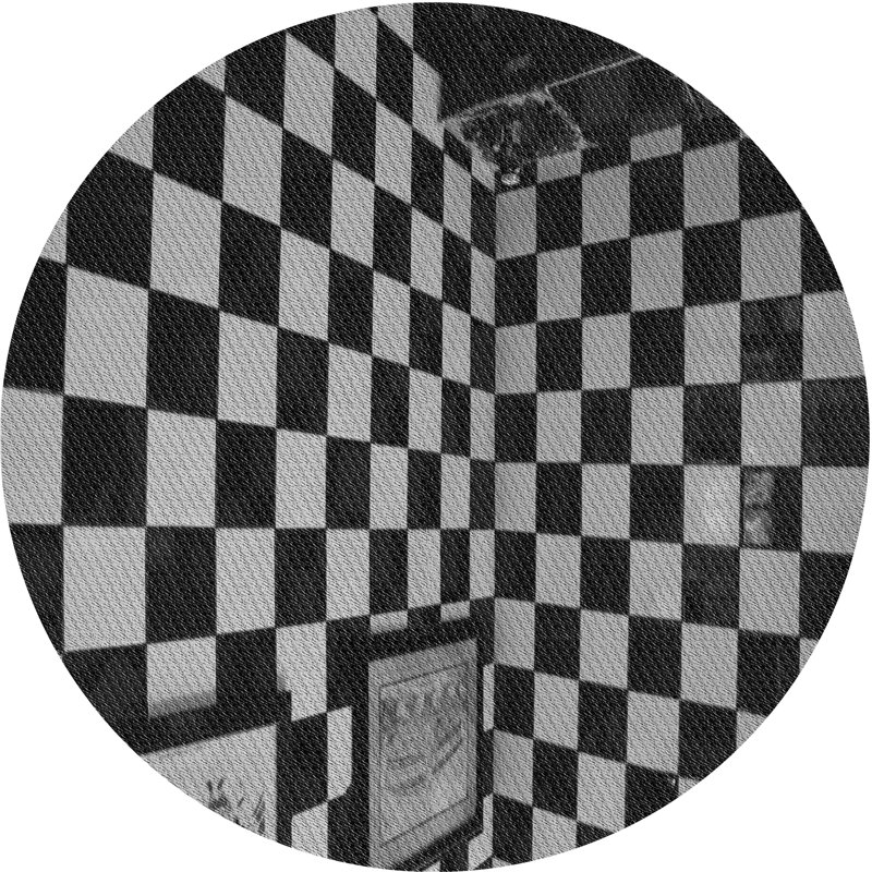 Tapis noir/gris à motifs, Rond 8 pi