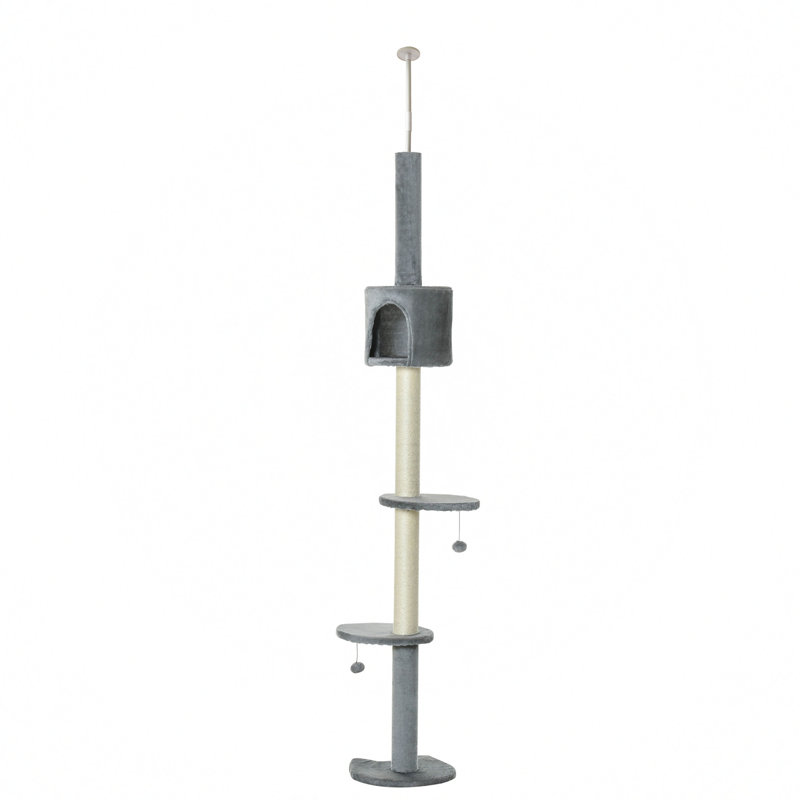 Gray Sisal 4-Tier Adjustable Cat Climbing Tree
