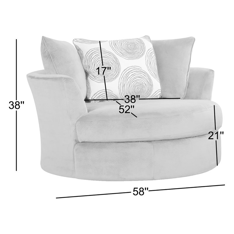 Fauteuil demi-tonneau pivotant à 360 degrés 58 pouces Theophania, 100 % polyester bleu marine