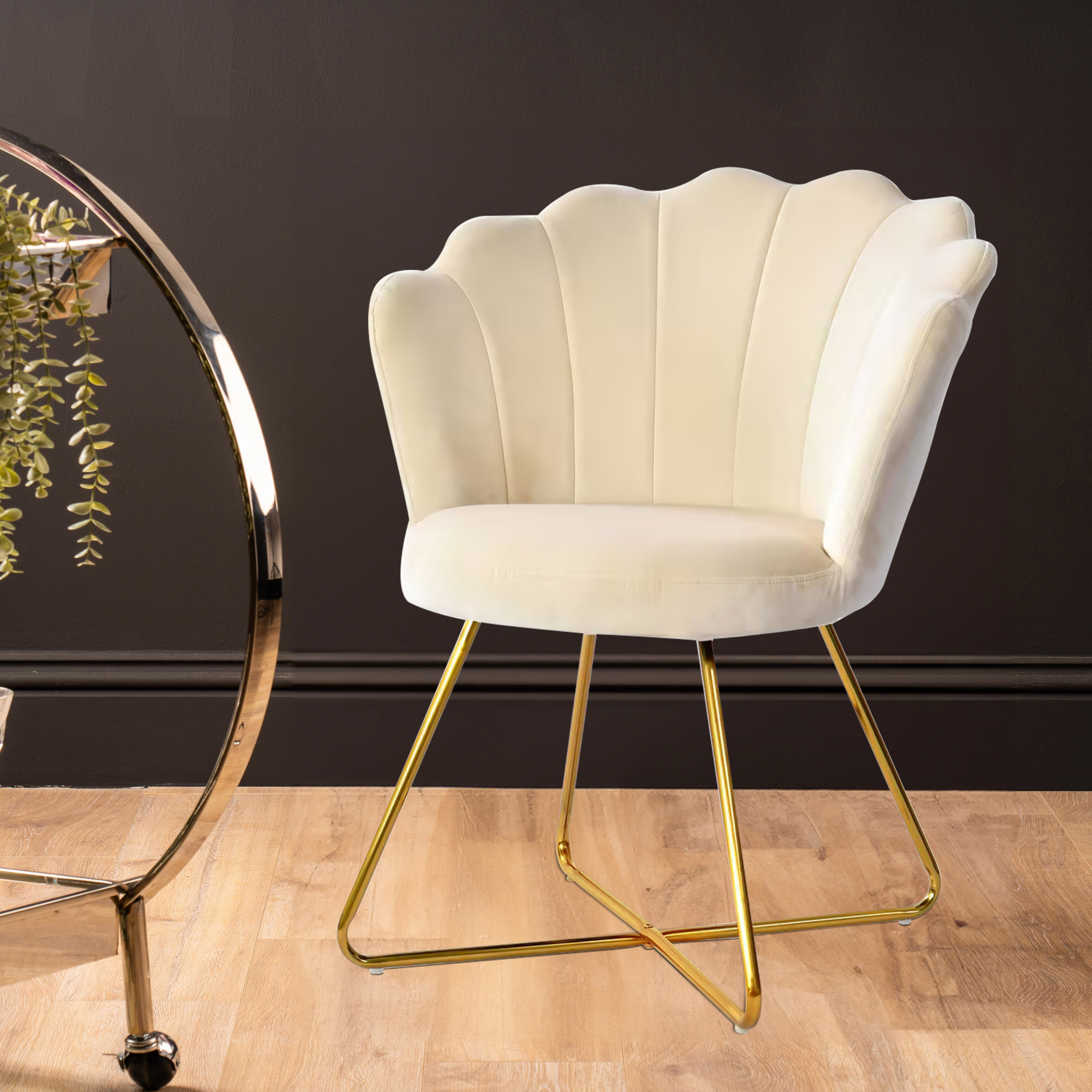 Cream And Gold Dressing Table Chair Vanity Desk Chair Set, Wood Makeup Table  With Large Drawers
