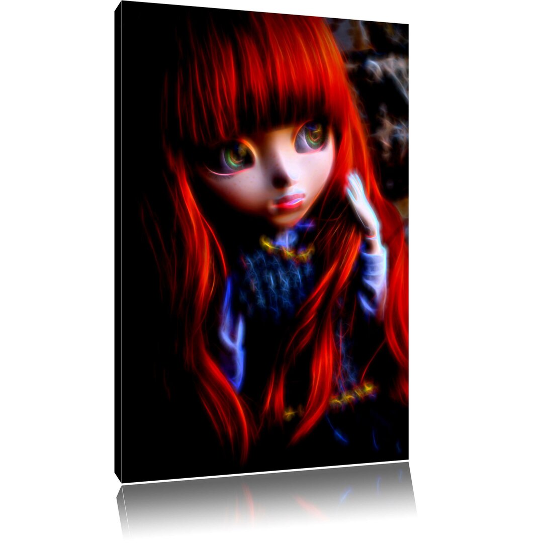 Leinwandbild Pullip mit Augen in Rot/Blau