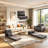 Convertible Floor Sofa Bed with Adjustable Backrest and Removable Pillows