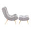 Chaise contemporaine Jacina Cloud en bois naturel et sherpa gris avec repose-pieds-67046549