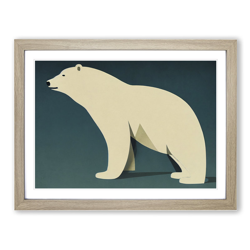 Intriguing Polar Bear Abstract - Framed Print, 46cm H x 64cm W x 2cm D, Oak