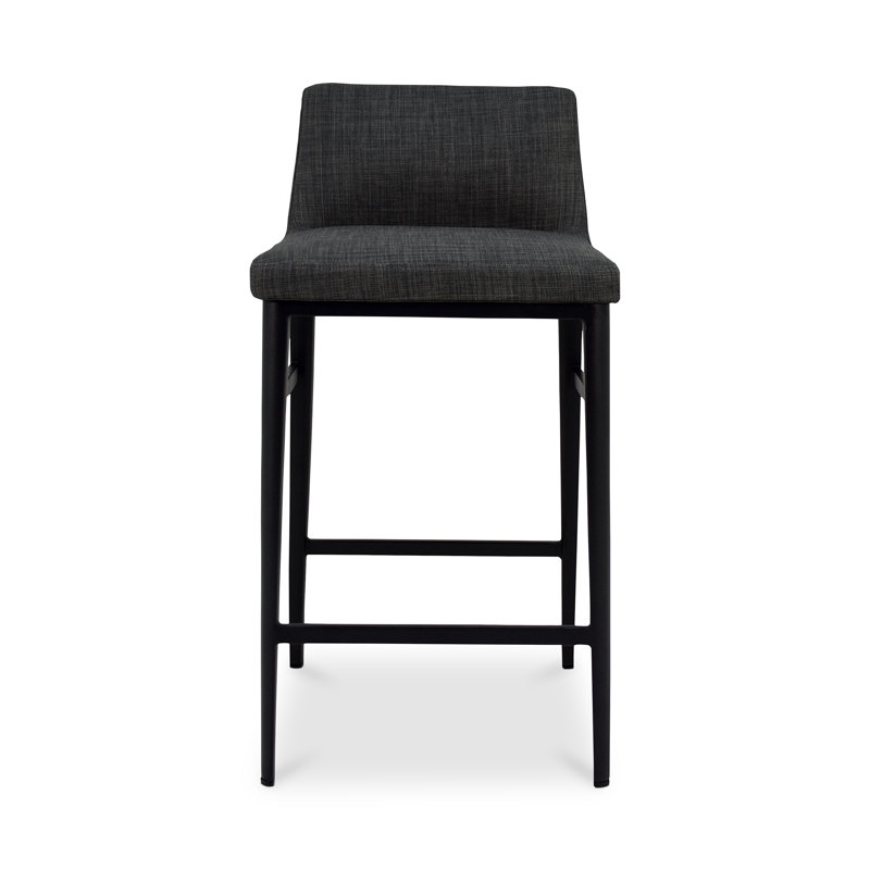 Baron Upholstered Stool with Metal Frame, Counter Stool (25.5” Seat Height), Charcoal