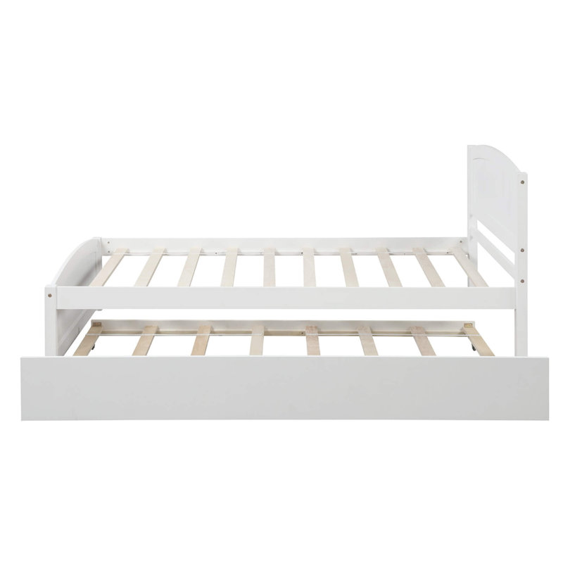 Lit plateforme simple avec lit gigogne escamotable, Blanc