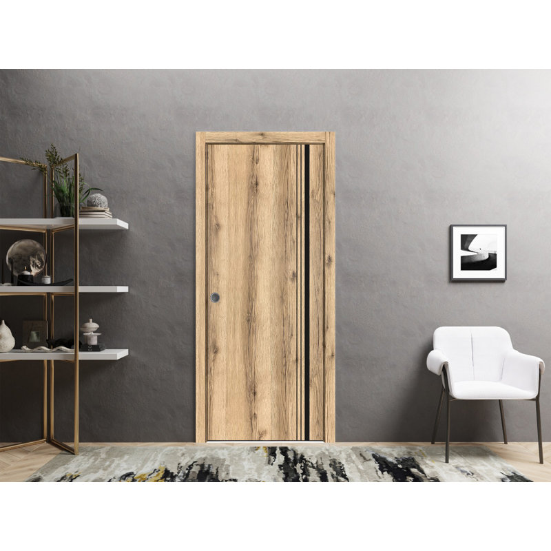 Porte pliante en bois massif massif, 36 po x 80 po, Chêne