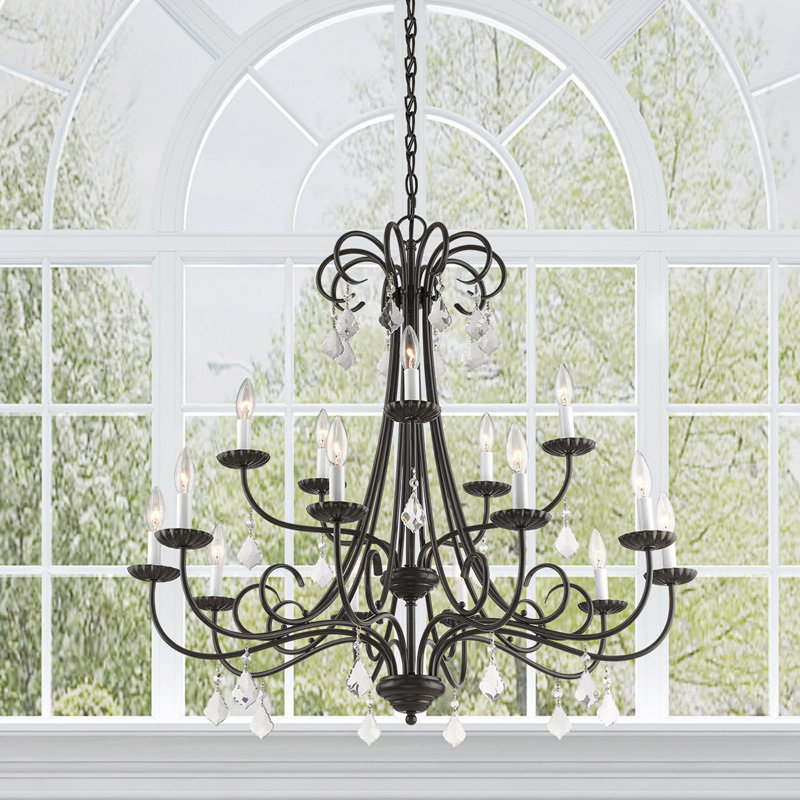 Lustre à 15 lumières de style bougie Blaney, Bronze anglais