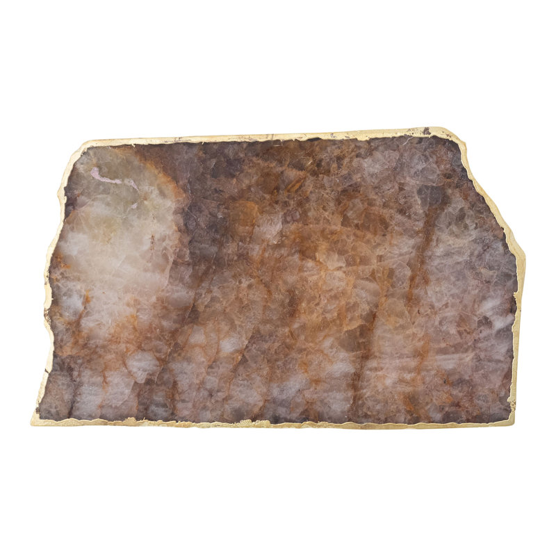 Agate Slab Tray with Electroplated Edge