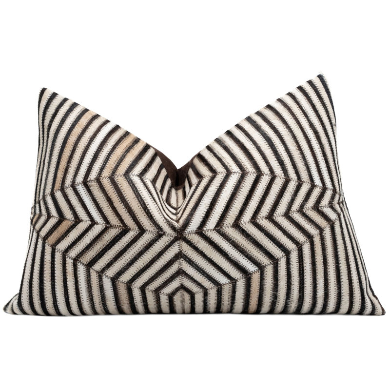 Coussins décoratifs en cuir de vache Canvello, Rectangulaire, H 16 po x l 24 po