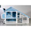 Maison bleue 76 po avec rampe, aire d'exercice extérieure, plateau amovible, cage intérieure et intérieure, sensation naturelle, course, abri à nettoyage rapide