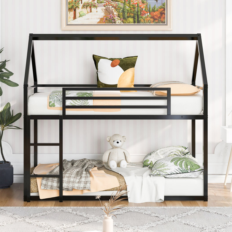 Lit superposé simple au-dessus de simple avec échelle intégrée, noir