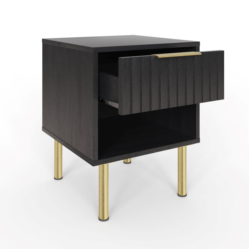Nervata Living End Table, Gold, Black