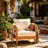 Set Of 2 28" Wide Outdoor Lounge Chair – Solid Hardwood Frame, All-Weather Woven Backrest, Thick Polyester Cushion & Curved Armrests for Patio, Garden