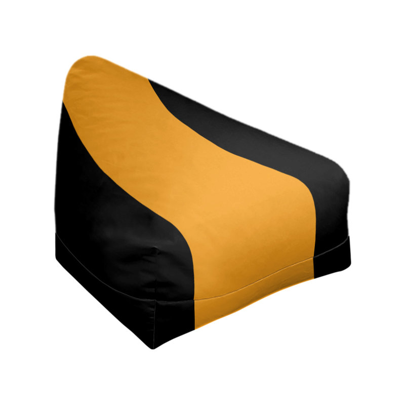 Bean Bag Chair & Lounger, 27" x 27" x 30", Black/Yellow/Black