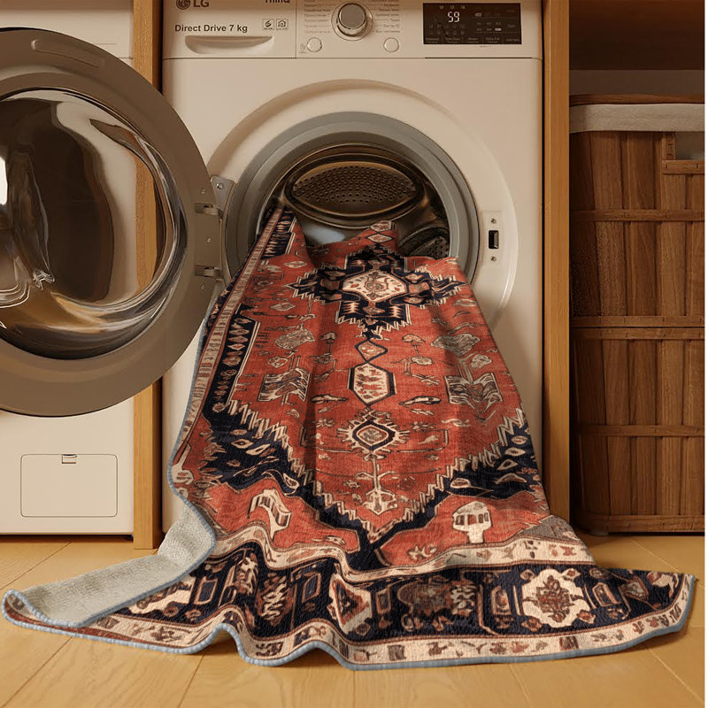 Tapis brun turc lavable à la machine, Carré 7 pi