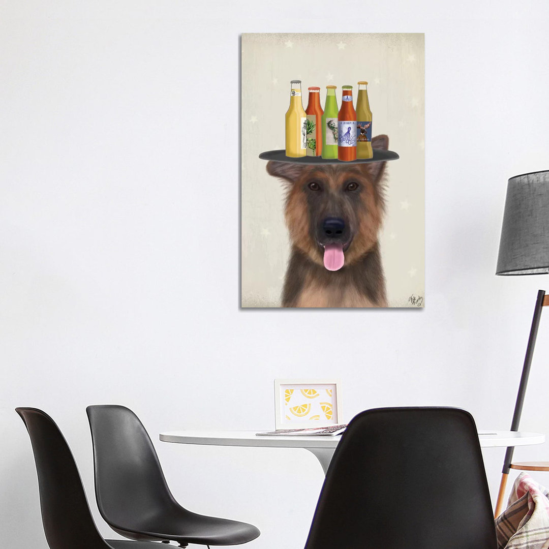 German Shepherd Beer Lover by Fab Funky - Wrapped Canvas Gallery-Wrapped Canvas Giclée