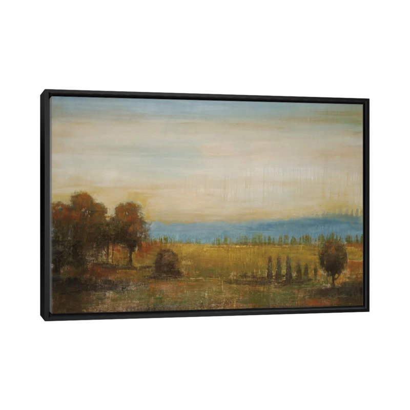 « golden pré », reproduction sur toile, H 18 po x l 26 po x P 1,5 po, Toile avec cadre noir, Pas de tapis