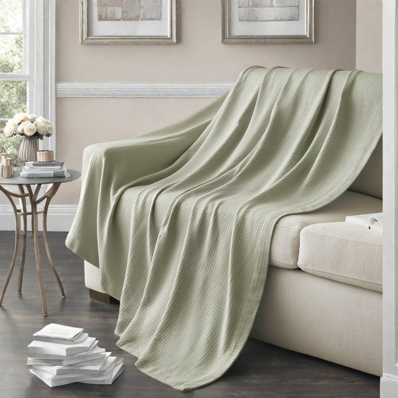 Ensemble de literie pour très grand lit de qualité supérieure, couverture en coton égyptien vert sauge pour des nuits douillettes