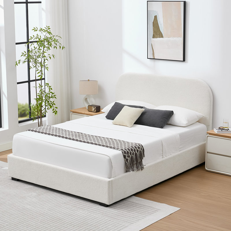 Lit de rangement rembourré Minimalist, blanc, grand, Blanc, Grand lit