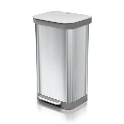 Glad Step Trash Can, Series 2 Soft Close Bin with Odor Protection, 20 Gal, Metal