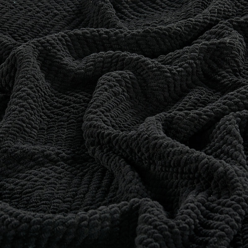Jeté en tricot de tweed, Corbeau, 60 po x 80 po