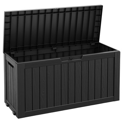 Large Outdoor Resin Deck Box – Waterproof Lockable Storage Bin with Wheels & Built-in Handle