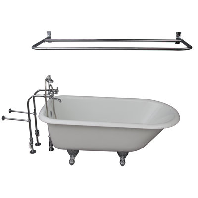 Brocton 65.5 " L x 30.5 " W Freestanding and Mounting / Installation Required Soaking Cast Iron Bathtub with Faucet