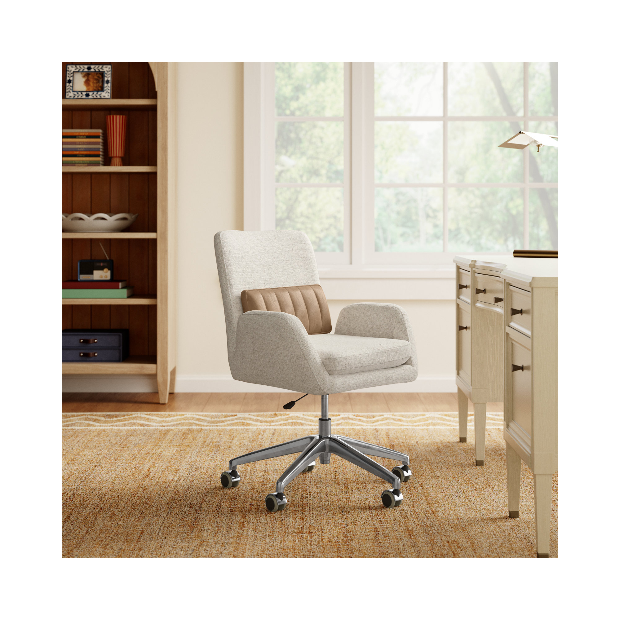 Sidonie Swivel Office Chair, Omari Natural