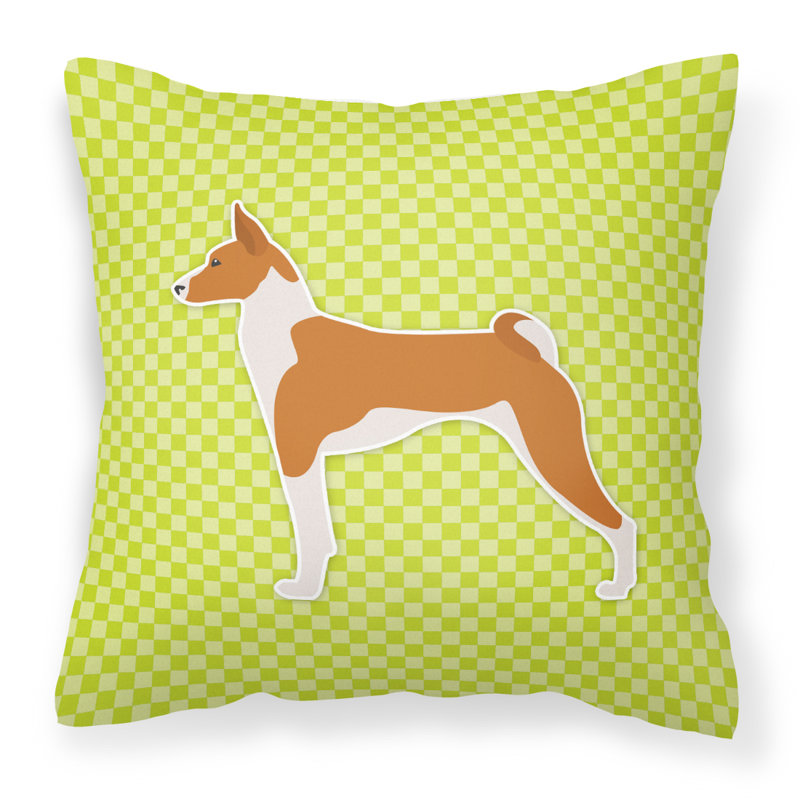 Coussin intérieur / extérieur Basenji Basenji, H 18 po x l 18 po x P 3 po, Vert