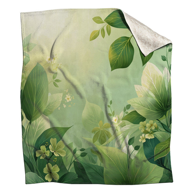 Green Leafy Plants Blankets, 50in W x 60in H