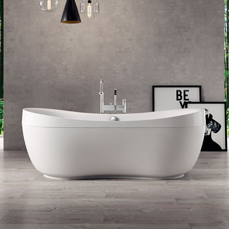 Baignoire autoportante ovale en acrylique à double extrémité 66 "avec rebord incurvé Whitehaus