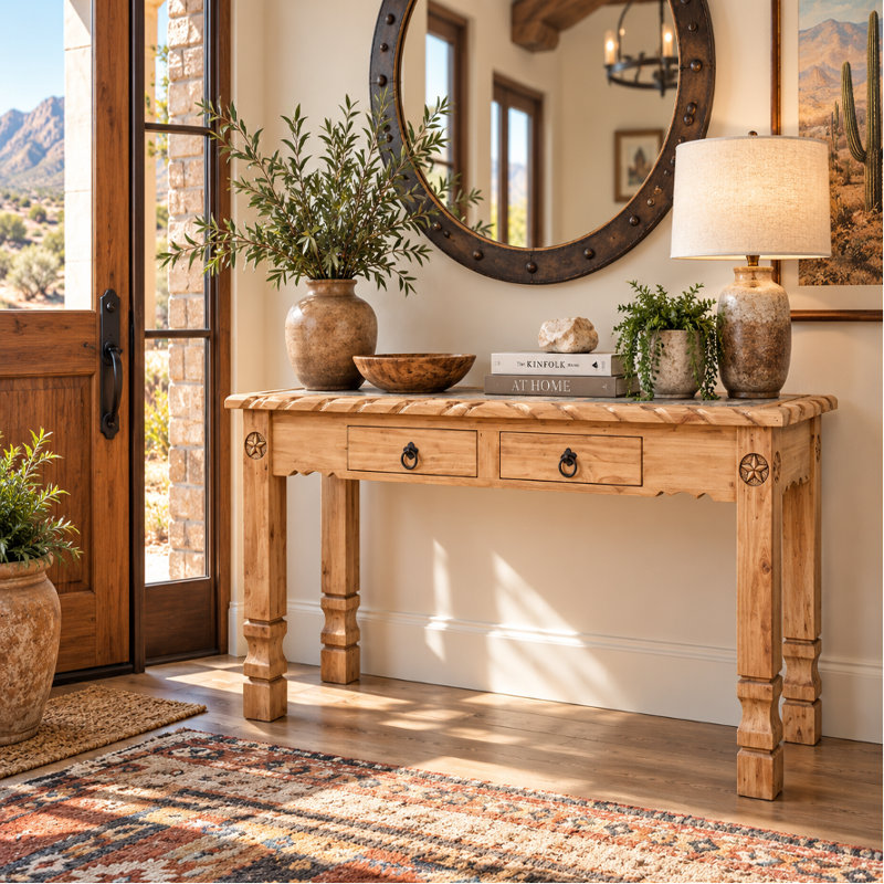 The Lone Star Sofa Table in Honey Pine, Natural Wood, Natural Wood, Natural Wood