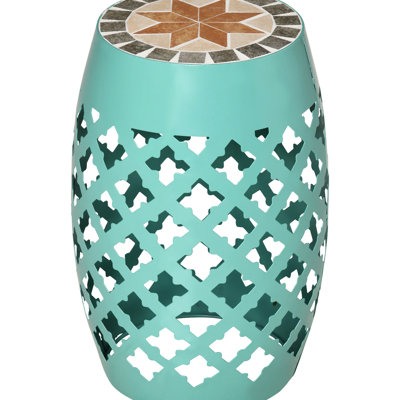 Table d'appoint de patio de 30 cm, mosaïque bleue décorative pour jardin, support pour plantes d'extérieur - Table d'appoint stable et décorative bleue, repose-pieds, support attrayant