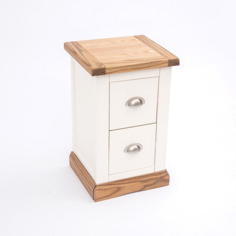 Pittsford 35cm W Plywood / Laminate Board Bedside Table, Chrome Cup, White