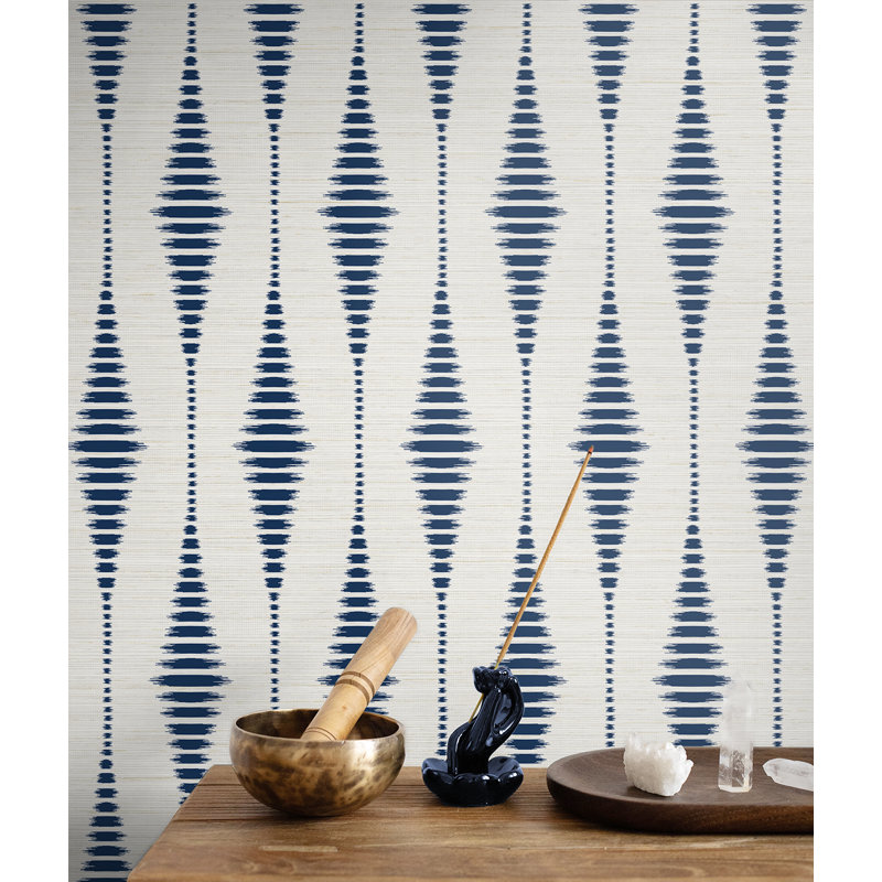 Papier peint adhésif Arinah, Bleu marine / lin