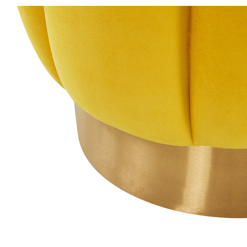 Maxine Round Ottoman, Marigold Velvet