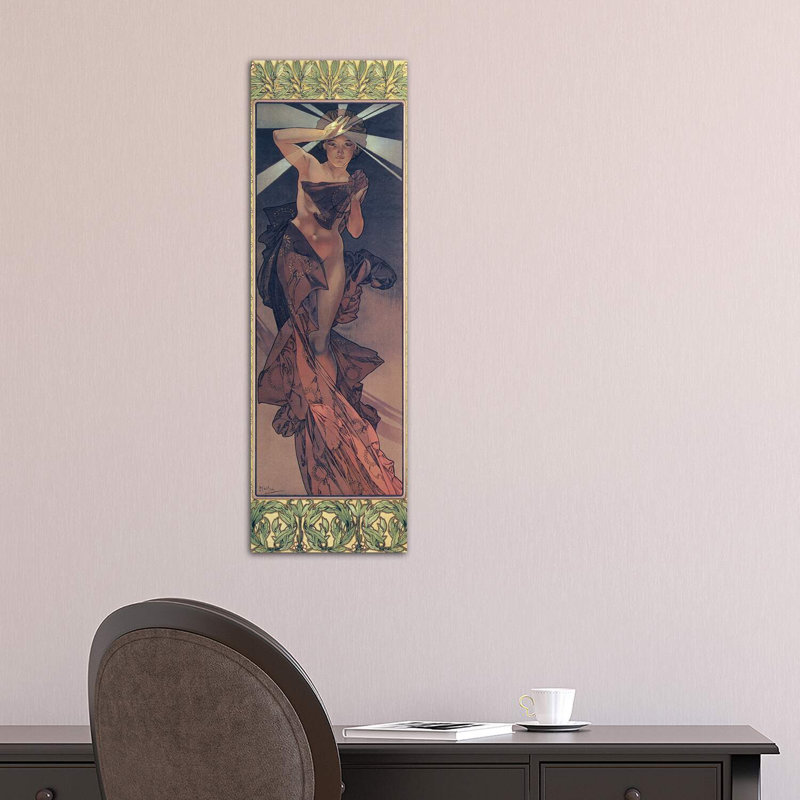 The Moon And The Stars: Morning Star, 1902 by Alphonse Mucha - Wrapped Canvas Panoramic Print