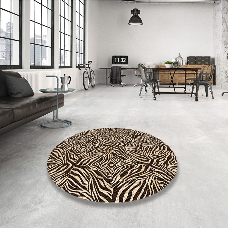 Tapis 100% à motifs lavables à la machine 2989 WSH-PAT970-ORG, Rond 5 pi