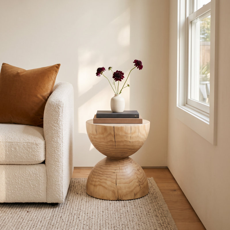 Nickie Solid Wood Top End Table, Natural Pine
