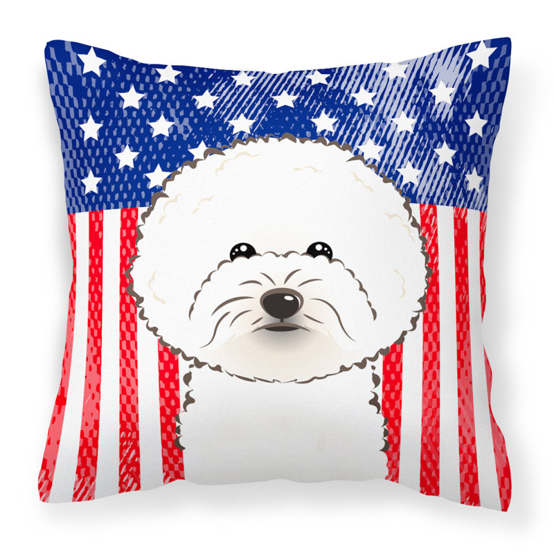  Coussin 14 "American Flag, 18 po x 18 po, Bichon frisé