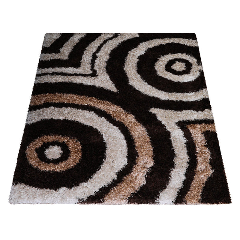 Tapis à poils longs en polyester touffeté à la main Aaliyah, Rectangulaire 4 pi x 6 pi