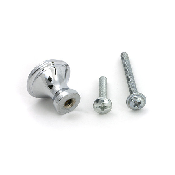 Hammered Round Knob, Polished Chrome, 0.79" Knob Diameter