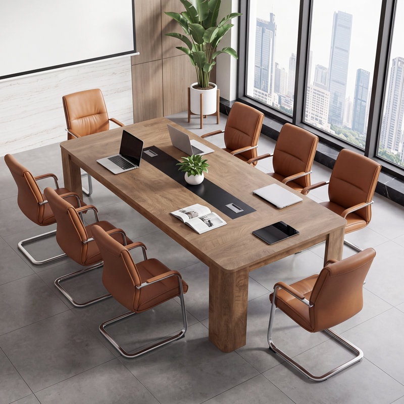 Table de conférence 8 pi, grande table de réunion de bureau pour 8 personnes
