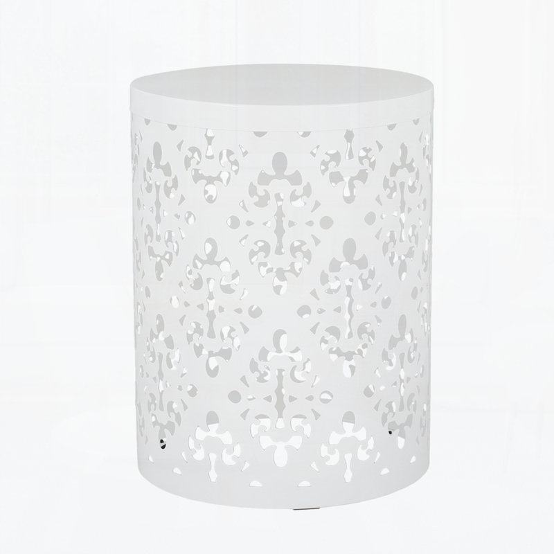 Outdoor Metal Side Table, White